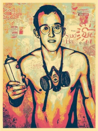 シルクスクリーン Fairey - Keith Haring Canvas Print (Green)