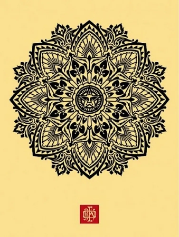 シルクスクリーン Fairey - Mandala Ornament 1 Cream