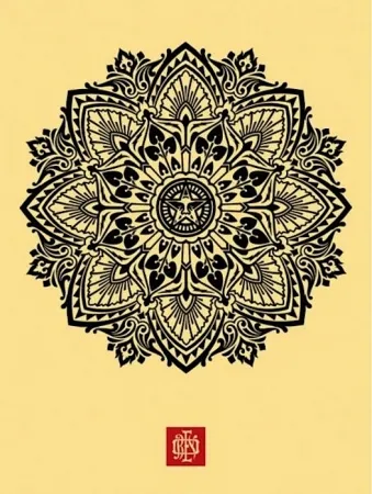 シルクスクリーン Fairey - Mandala Ornament 1 Cream