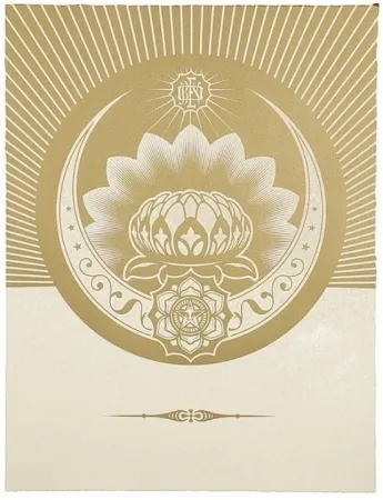 シルクスクリーン Fairey - Obey Lotus Crescent (White / Gold)