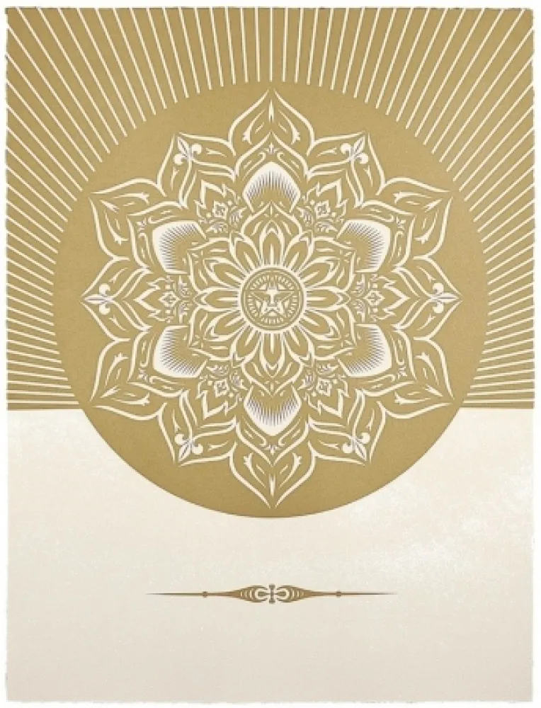 シルクスクリーン Fairey - Obey Lotus Diamond (White / Gold)