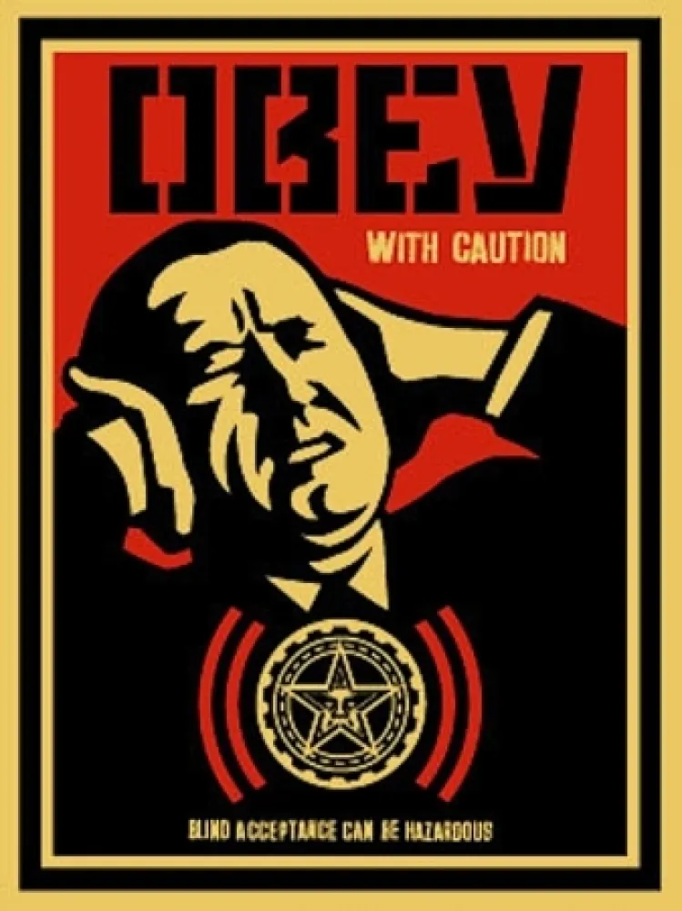 シルクスクリーン Fairey - Obey with Caution 