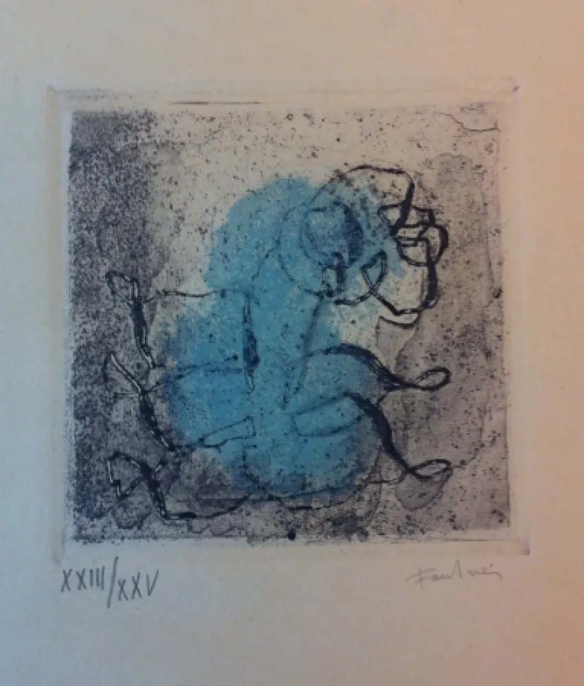 エッチングと　アクチアント Fautrier - Petit paysage vert et violet