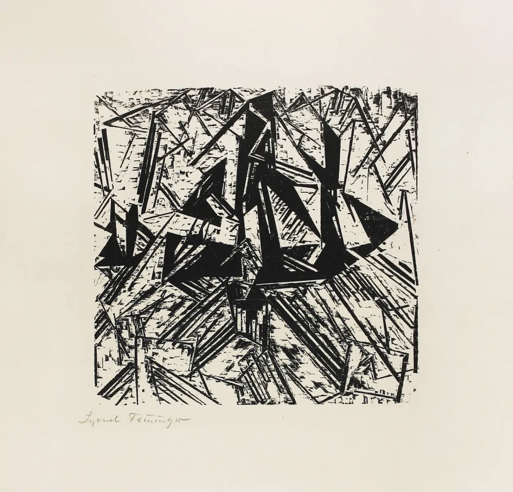 木版 Feininger - Barke und Brigg auf See (Segler)