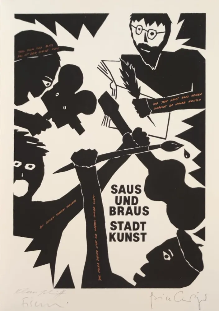 シルクスクリーン Fischli - Saus und Braus. Stadt Kunst, 1980. 