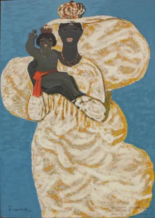 シルクスクリーン Fiume - MADONNA NERA CON BAMBINO