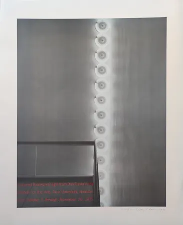シルクスクリーン Flavin - “cornered fl uorescent light from Dan Flavin in the institute for the Arts, Rice University,  Houston, from October 5 through November 26, 1972