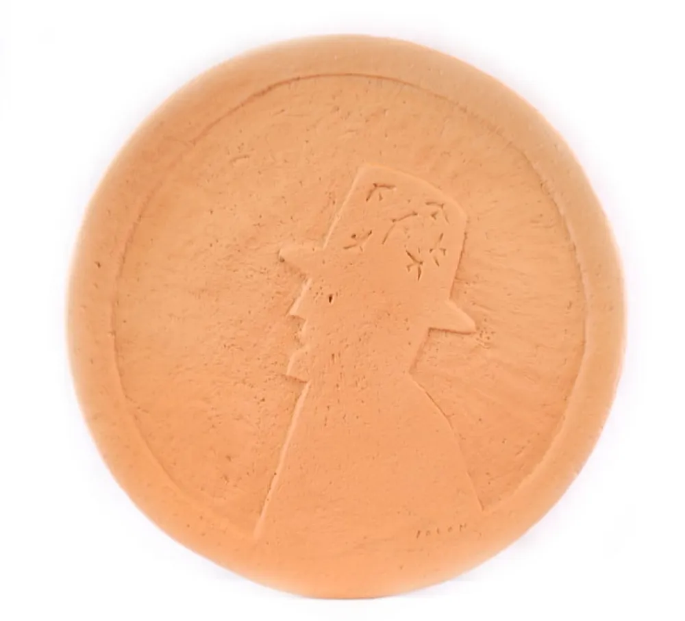 セラミック Folon - Plate - Man with hat - Personnage au chapeau