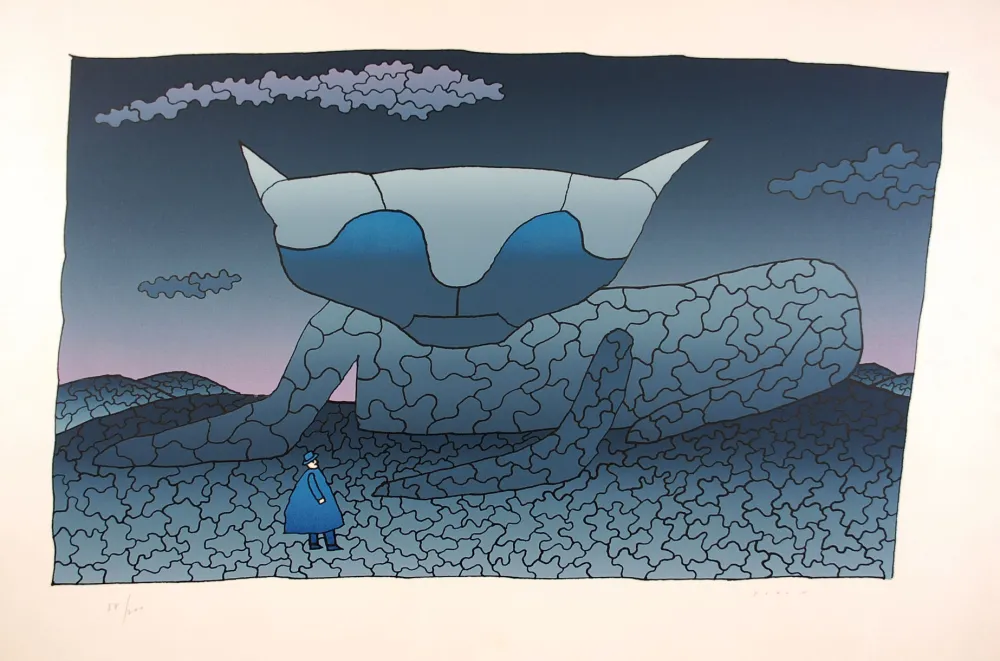 シルクスクリーン Folon - Souvenir d'Alice