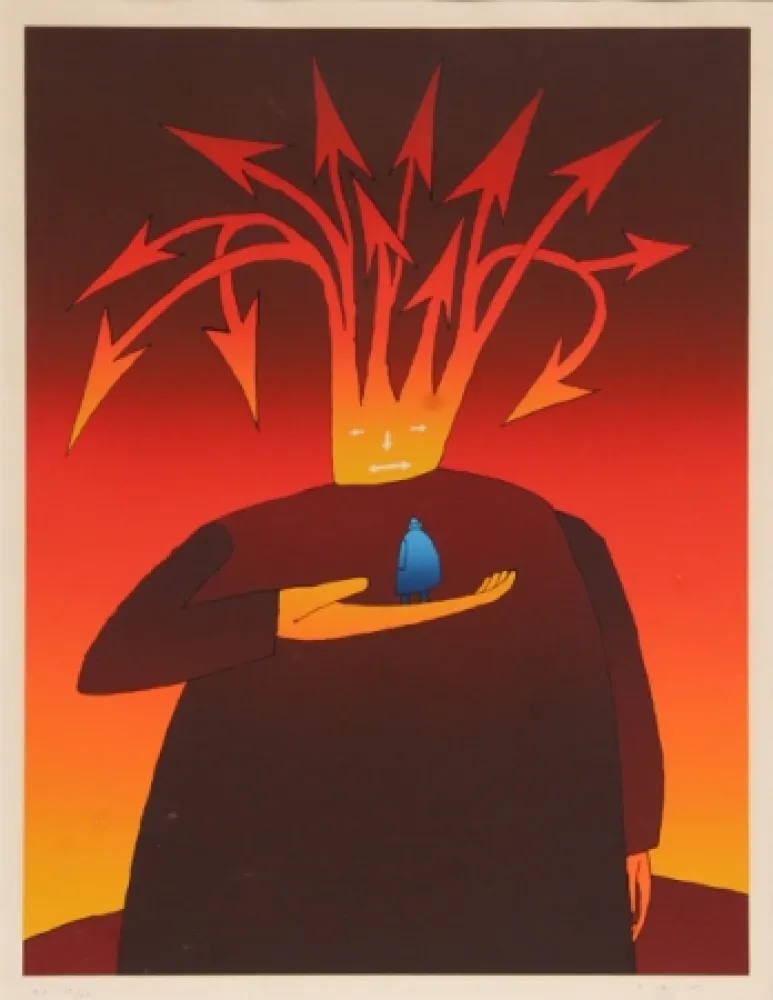 シルクスクリーン Folon - Untitled 2