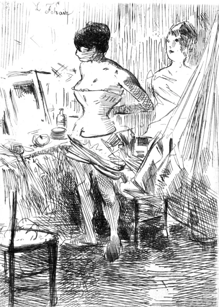 エッチング Forain - Danseuses dans leur loge