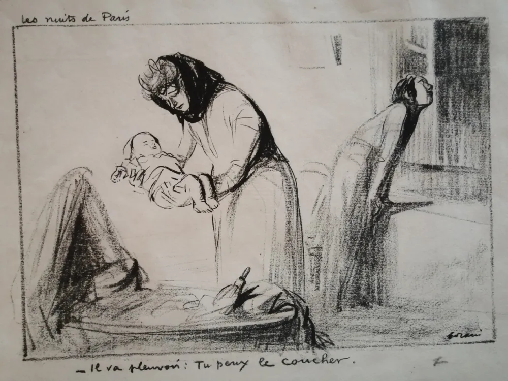 リトグラフ Forain - Les Nuits de Paris: il va pleuvoir