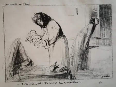 リトグラフ Forain - Les Nuits de Paris: il va pleuvoir