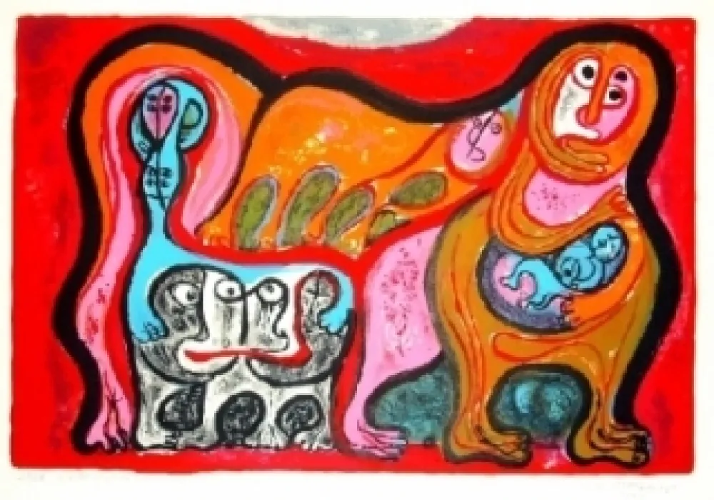 リトグラフ Forner - Monstre spatial avec des mutants