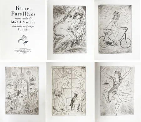 挿絵入り本 Foujita - BARRES PARALLÈLES. 5 eaux-fortes originales de FOUJITA (1927)‎ 