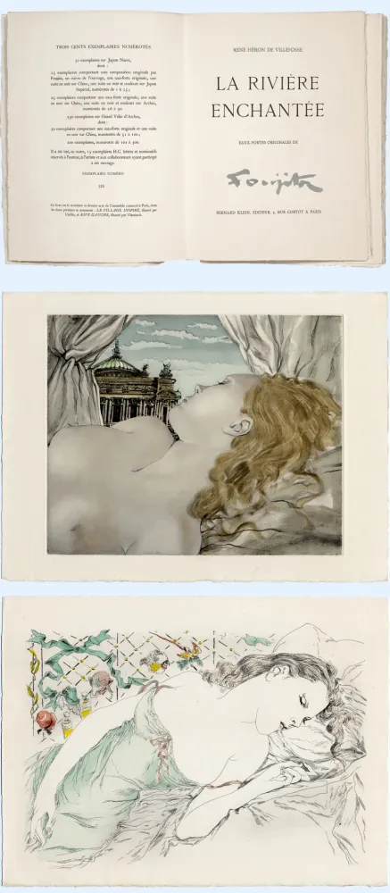挿絵入り本 Foujita - H. de Villefosse. LA RIVIÈRE ENCHANTÉE. 27 eaux-fortes originales (1951)