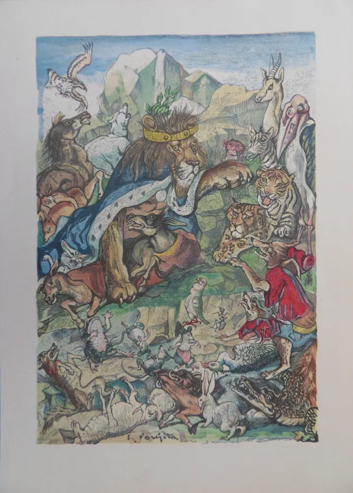 木版 Foujita - Les animaux malades de la peste