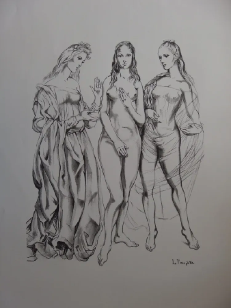 リトグラフ Foujita - The Three Graces