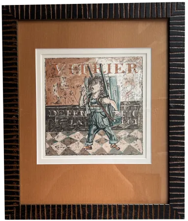 木版 Foujita - VITRIER. Bois en couleurs pour 