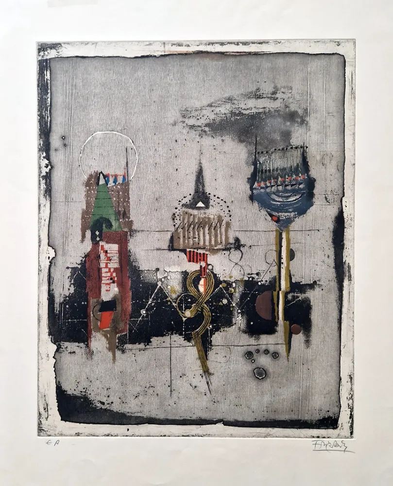 エッチング Friedlaender - Trois Fleurs