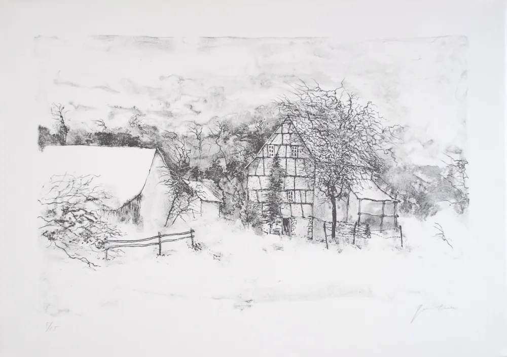 リトグラフ Gantner - La ferme endormie