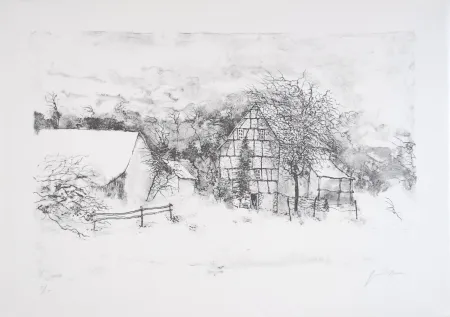 リトグラフ Gantner - La ferme endormie