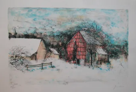 リトグラフ Gantner - LA MAISON ENDORMIE