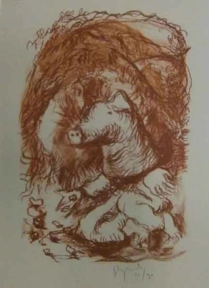 リトグラフ Garouste - Marché de la truffe