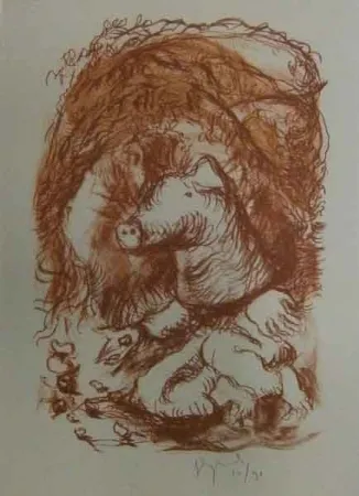 リトグラフ Garouste - Marché de la truffe