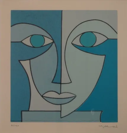 リノリウム彫版 Gebhard - Blauer Kopf