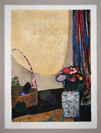リトグラフ Genis - Nature morte au bouquet
