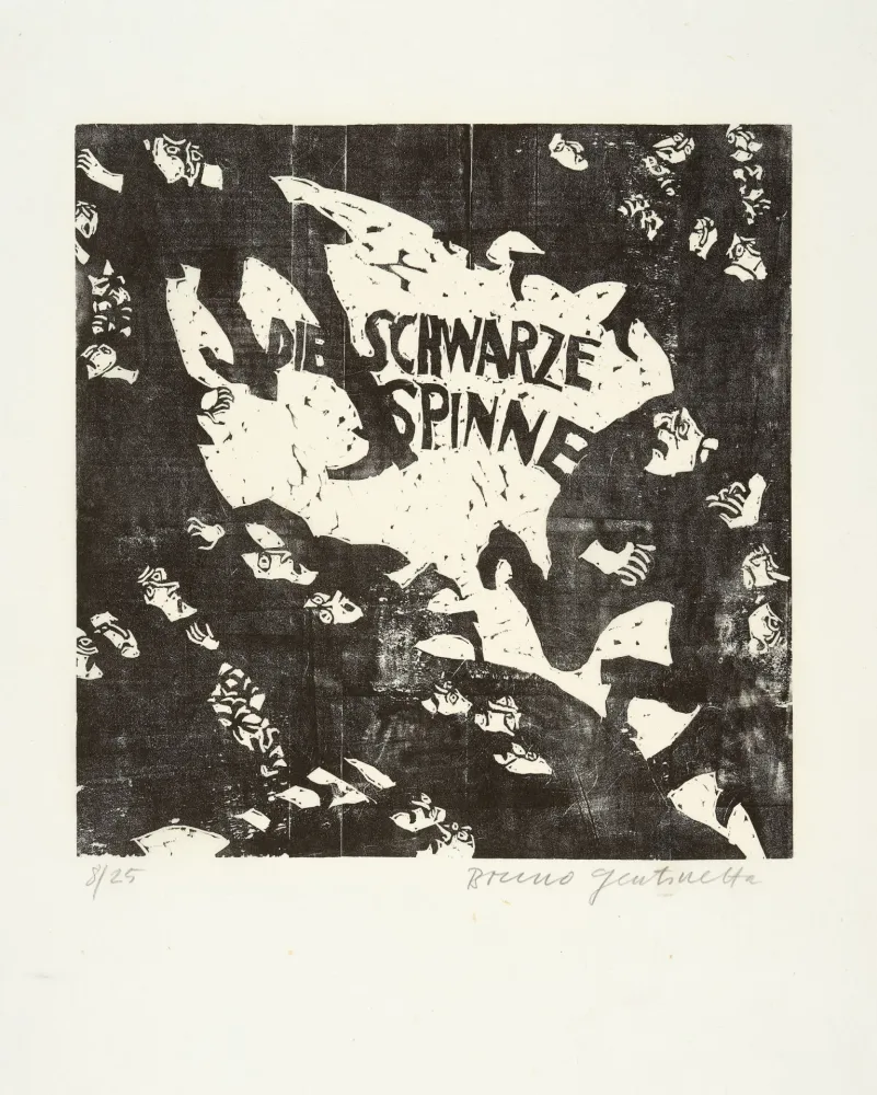 木版 Gentinetta - Die schwarze Spinne. 