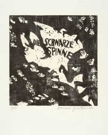 木版 Gentinetta - Die schwarze Spinne. 