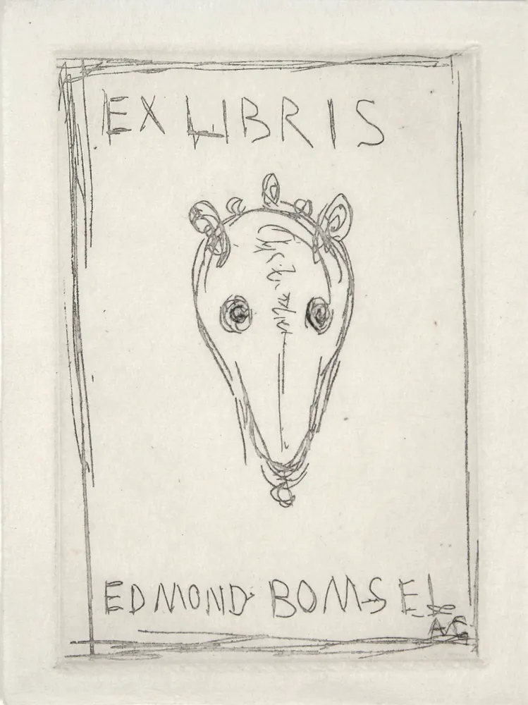 ポイントーセッシュ Giacometti - EX-LIBRIS EDMOND BOMSEL. Pointe-sèche originale monogrammée (1961)