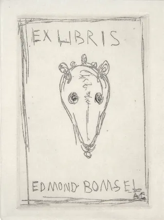 ポイントーセッシュ Giacometti - EX-LIBRIS EDMOND BOMSEL. Pointe-sèche originale monogrammée (1961)