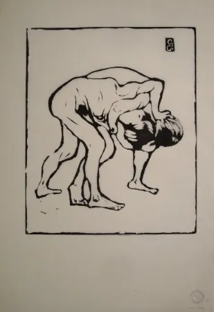 木版 Giacometti - La Lotta I. – Ringende Knaben. – Diego und Alberto