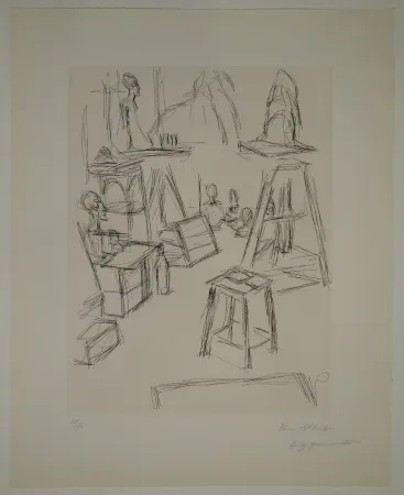 エッチング Giacometti - Sculptures dans l'atelier VI / Les Sculptures (Sculptures). 
