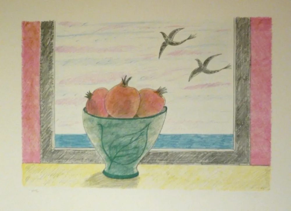 リトグラフ Girona - Magranes i ocells