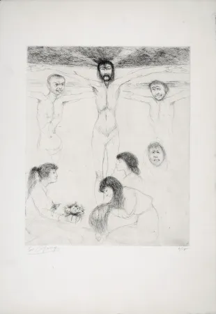 彫版 Goerg - Le Christ, c. 1960s-1970s - Hand-signed!