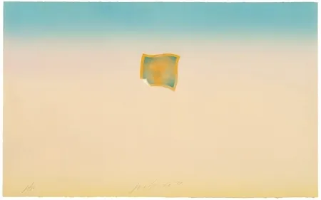 リトグラフ Goode - Untitled (small orange photo on peach and blue background)