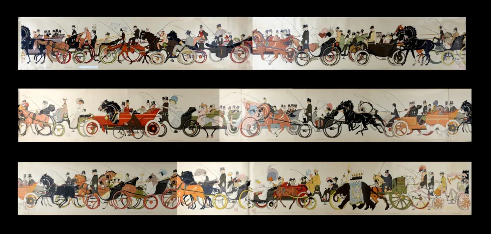 リトグラフ Goursat - Le Retour des courses, 1910 - scarce COMPLET set in six assembled parts