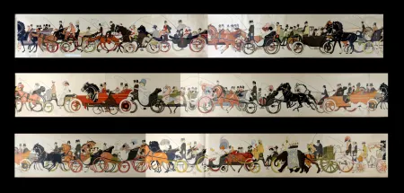 リトグラフ Goursat - Le Retour des courses, 1910 - scarce COMPLET set in six assembled parts