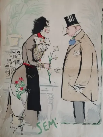 リトグラフ Goursat - SEM - Caricature Album Marseillais