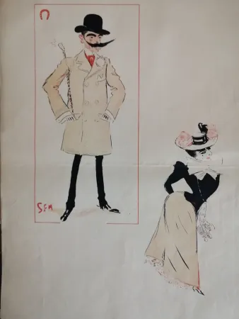 リトグラフ Goursat - SEM - Caricature Album Marseillais