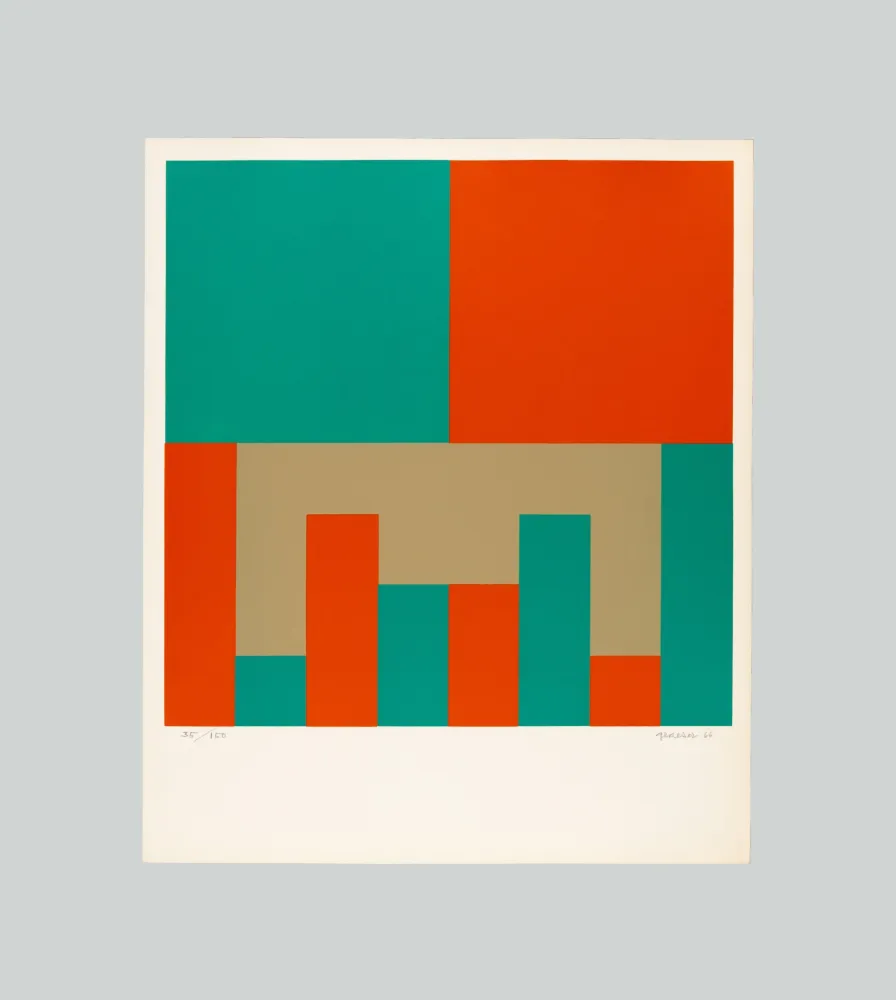 シルクスクリーン Graeser - Grun - Orange konstellation