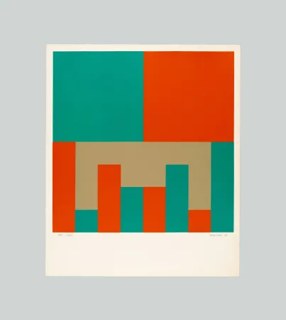 シルクスクリーン Graeser - Grun - Orange konstellation