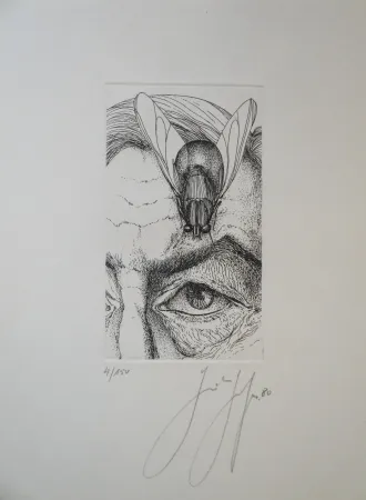 彫版 Grass - Selbstporträt mit Fliege