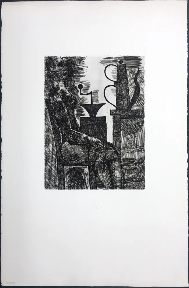 彫版 Gromaire - Femme à la cafetière (Chacographie du Louvre)