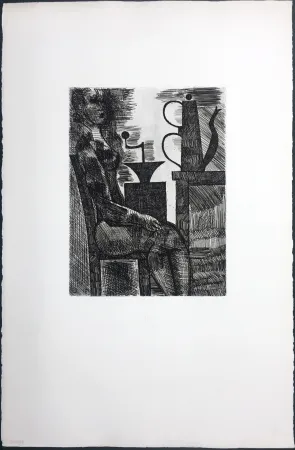 彫版 Gromaire - Femme à la cafetière (Chacographie du Louvre)