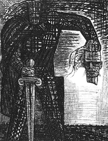 エッチング Gromaire - La mort de Macbeth